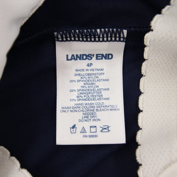 Lands End Tankini Swim Top Navy Yellow White Pattern Underwire Support Size 4P - Picture 7 of 8